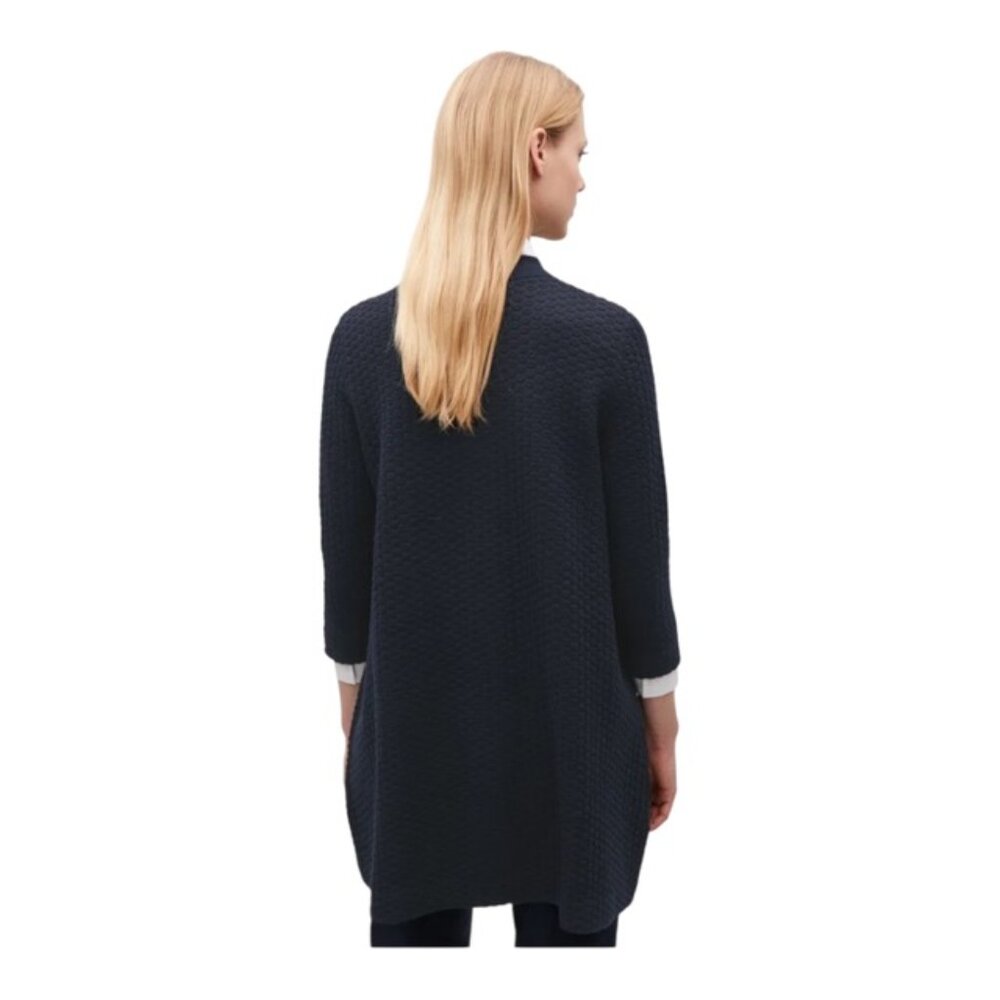 COS Small Textured Jacquard Front Zip Light Black Navy Tunic Jacket - Picture 2 of 9